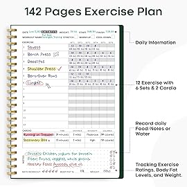 Fitness Workout Journal for Women & Men, A5(5.5 x 8.2) Workout Log Book Planner for Tracking, Progress, and Achieving Your Wellness Goals-Dark Green