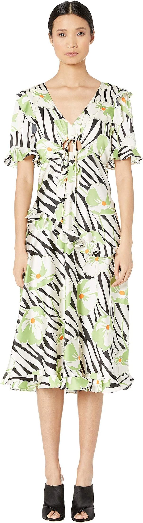 Ruffle Detail Dress with Cut Out