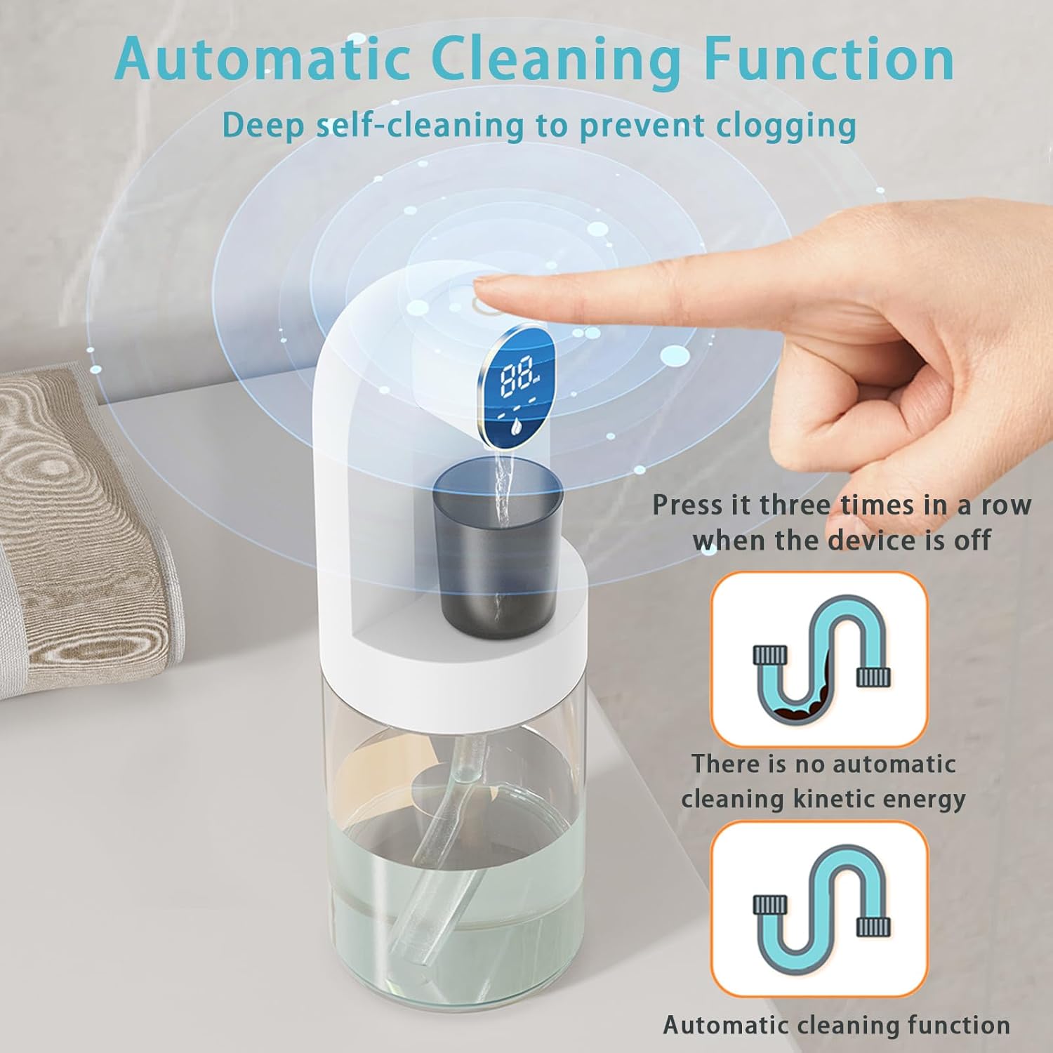 Mouthwash Dispenser, Automatic Smart Dispenser with LED Display & 4 Modes, Touch-Free Magnetic Spout, No-Drilling Wall Mounted, Large Visible Tank for Bathroom Essentials (Black) - Image 5