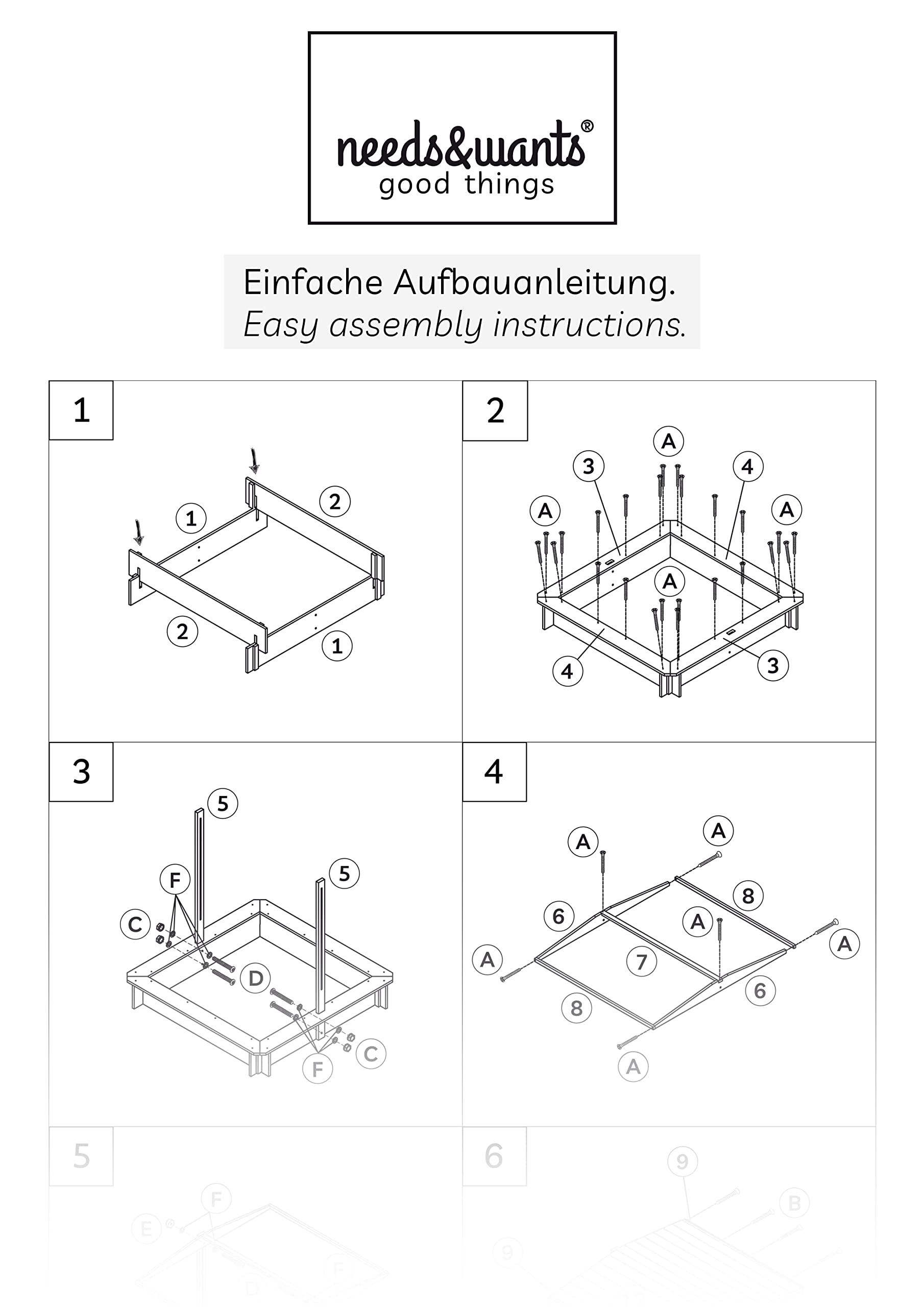 needs&wants® Sandkasten mit Dach Sitzbank und Boden Vlies-Folie, mit Abdeckung Oxford 600D, Sandkiste Holz rechteckig mit Bänken Outdoor Garten Kinder UV-Sonnenschutz, 113x113x113 cm, gelb weiß braun