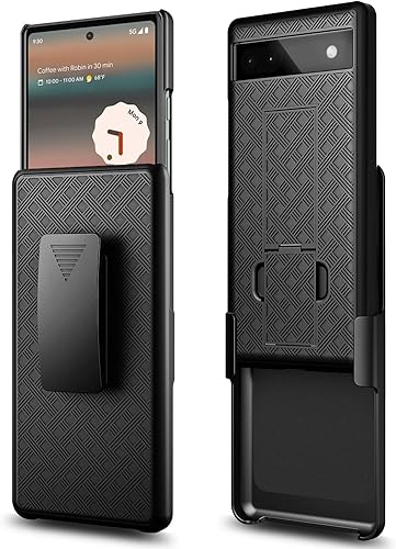 Miniatura 7 de NZND Compatible con Google Pixel 6A Case 5G (2022) con protector de pantalla de vidrio templado (cobertura máxima), carcasa con clip para cinturón,