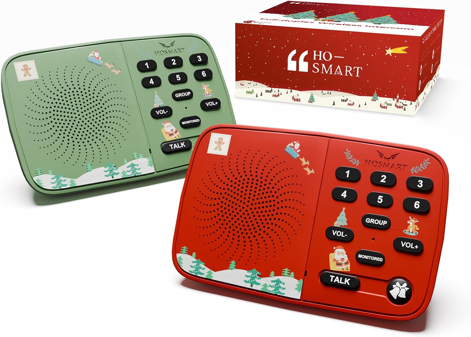 Hosmart UltraSpeak Intercoms Wi-fi for Residence, 2025 Christmas Version Intercom System for Residence Use, Clear Sound Intercom System for Enterprise with 1300 Ft Vary, Present for Household Buddies Aged(2Pack)