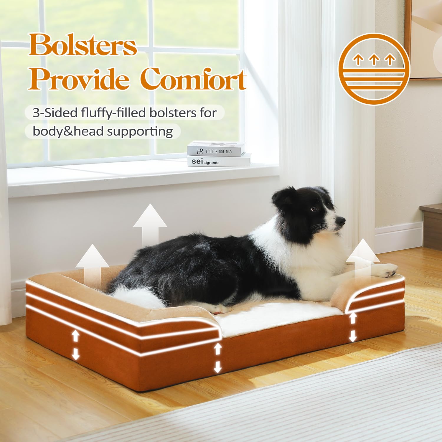 Hondenbed, Hondenkussen In Linnenlook, Hondenmand, Verhoogde Randen Niet Slip Bodem Verwijderbare Deksel Wasbaar Xxl Voor Extra Grote Honden 120 X 90 X 30 Cm Donkergrijs