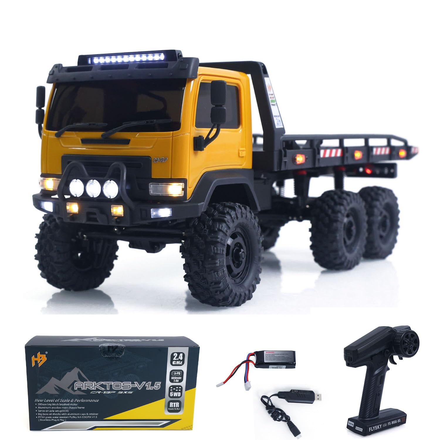 TOUCAN RC HOBBY 1/18 Remote Control Off Road Car 6X6 RC Flatbed Truck 2Speed Gearbox Flysky ESC 280 Brushed Motor 6CH Radio RTR for Adult Hobby