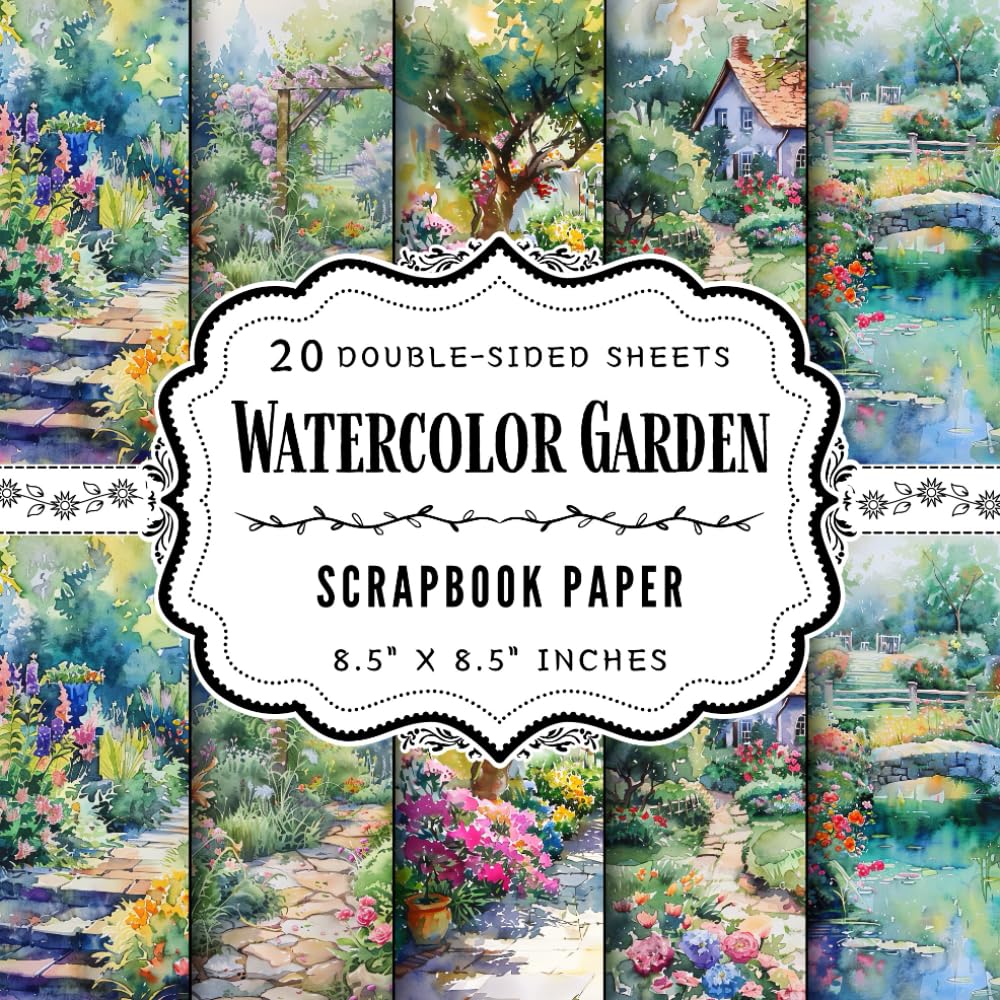 Watercolor Garden Scrapbook Paper: 20 Double Sided Decorative Craf