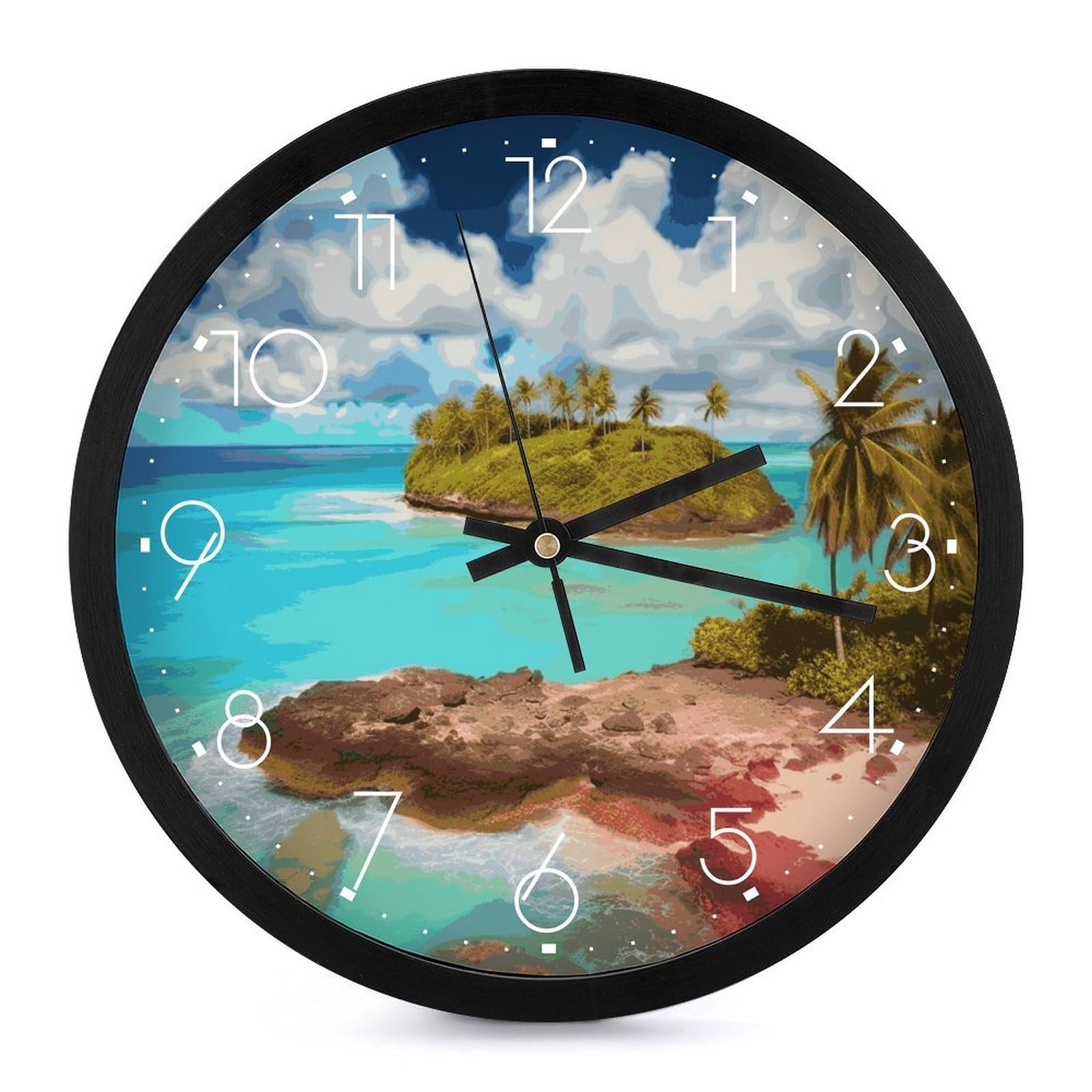 Horloge murale paysage des Caraïbes géante et silencieuse pour salon