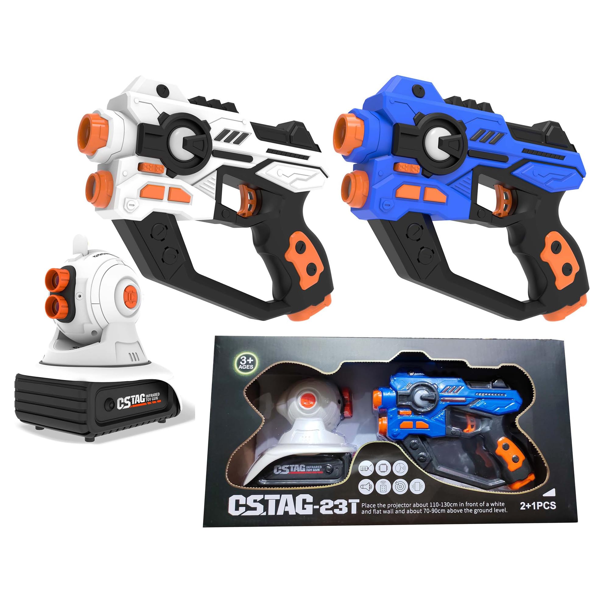 CSTAG -23T Infrared Countermeasure Laser Tag Toy Gun Set for Kids | 3+ Years | 2+1 PCS Interactive Shooting Game Toy with Projector for Boys & Girls