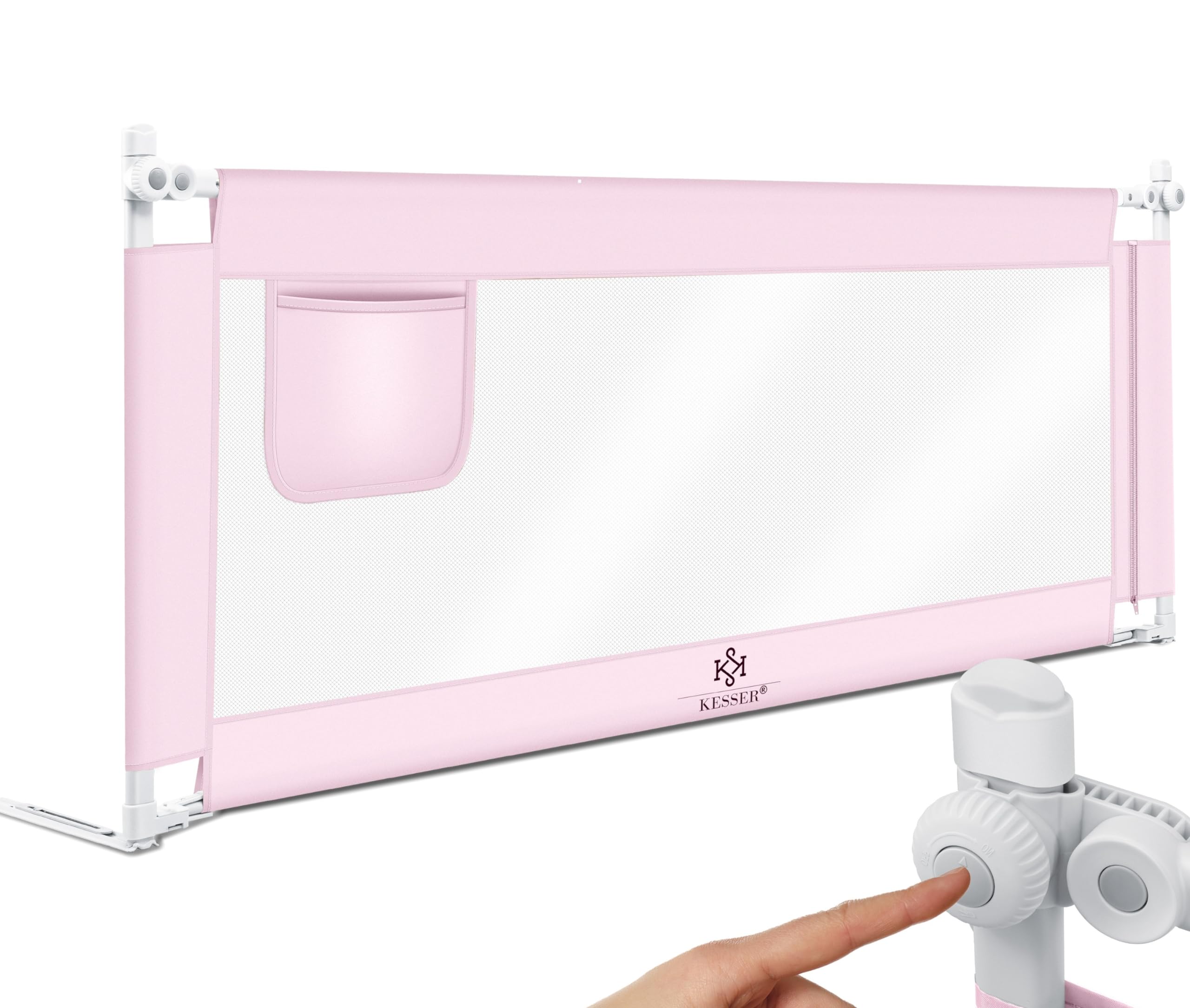 KESSER® Barrera de Cama de 180cm, para niños, Plegable, para Cuna, Cama Infantil, Protección contra Caídas, Cama y Cama con somier Alto: 72 hasta 96 cm, Rosa