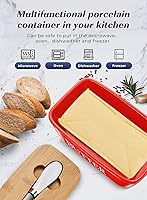 Vista 4 de Mantequillera con Tapa: Recipiente Grande para Mantequilla para Encimera - Soporte de Mantequilla de Cerámica para Mostrador - Bandeja