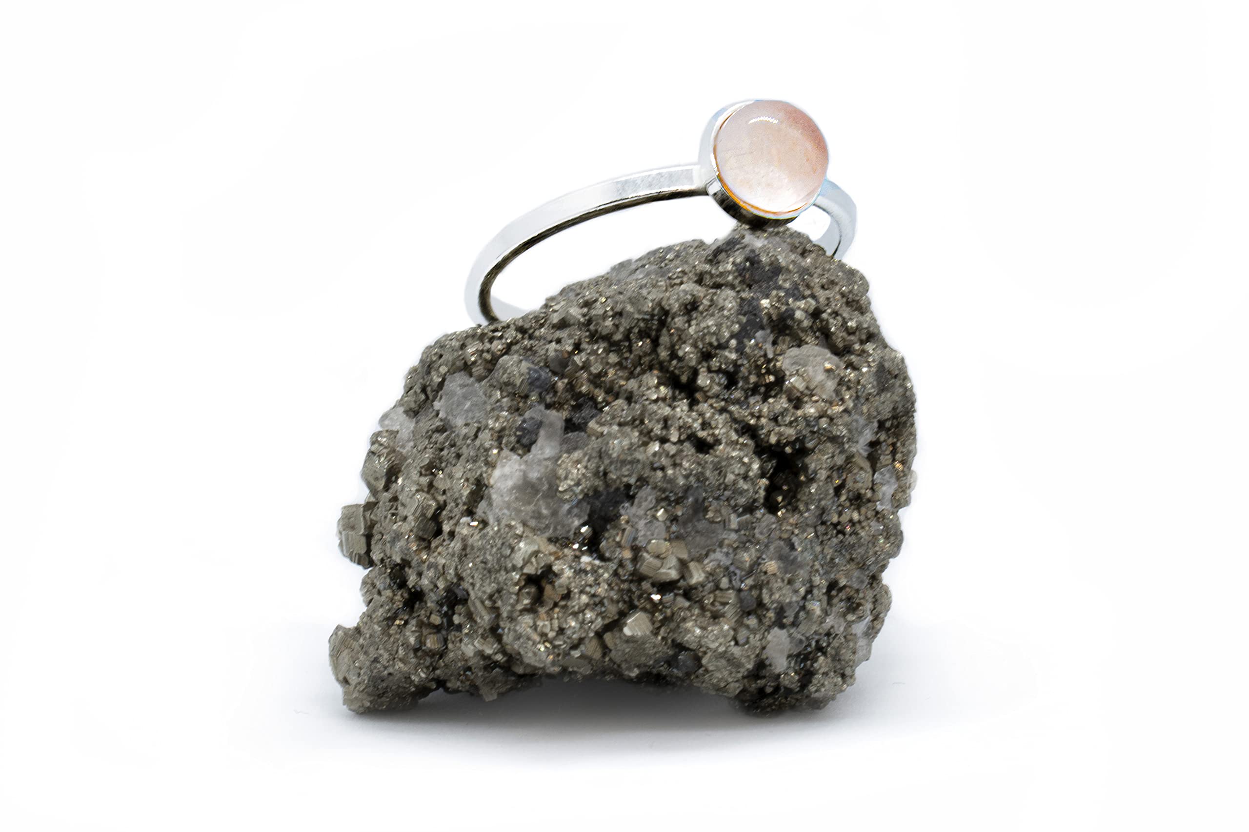 Anillo de Plata 925 con Cuarzo Rosa (Piedra Natural) 6mm