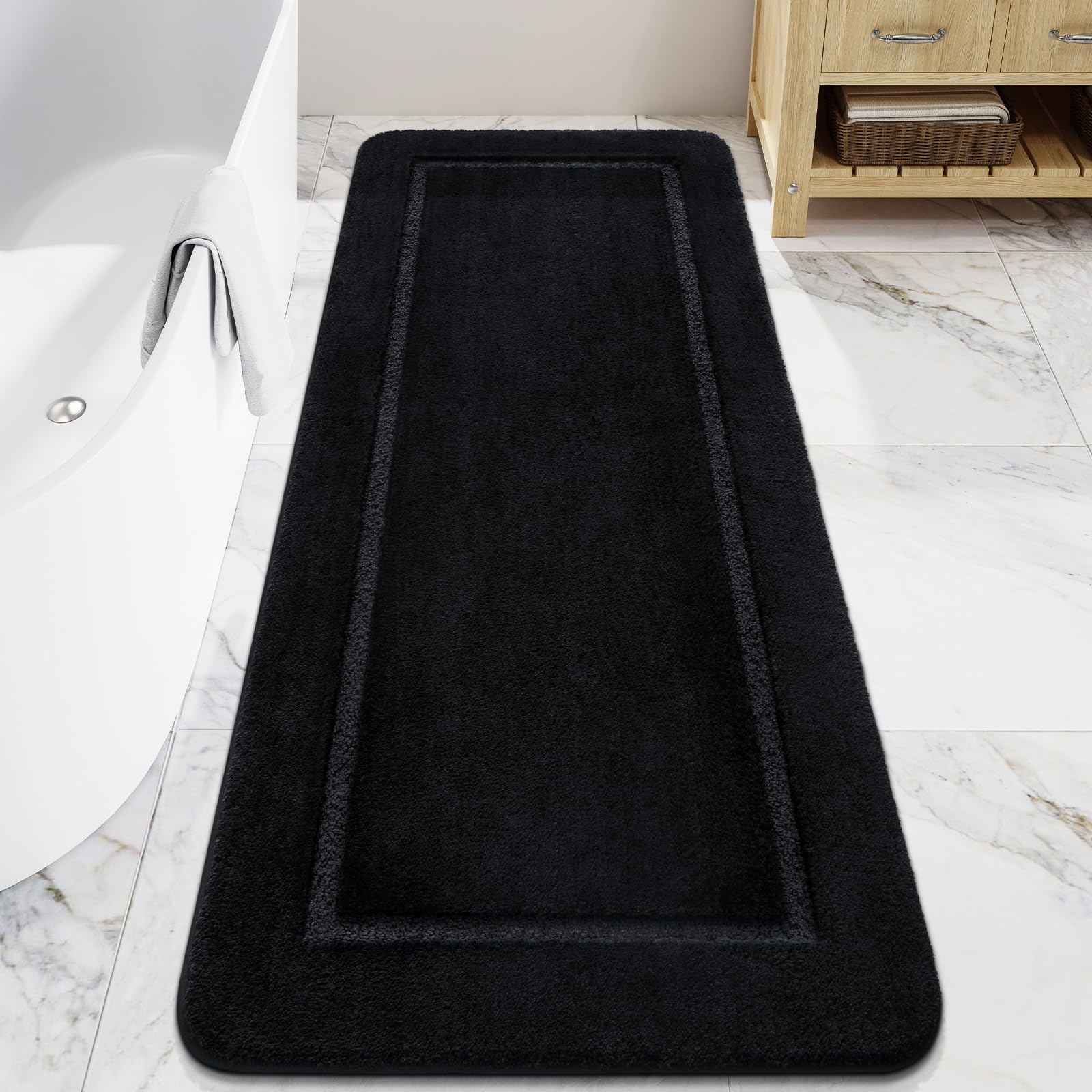 LOCHAS Bathroom Rugs, 24" x 60" Long Bath Rug, Non Slip Washable Bathroom Runner Rug Soft Thick Absorbent Bath Mat for Shower, Shaggy Plush Luxury