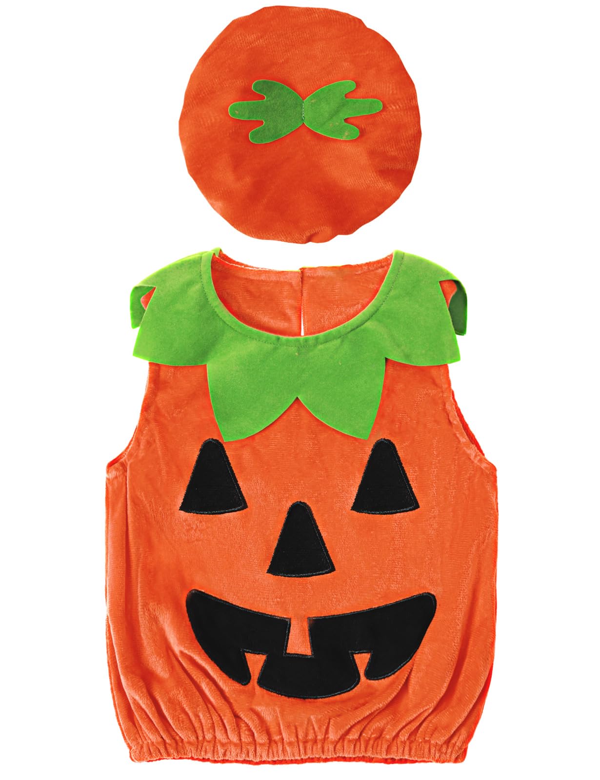 MOMBEBE COSLAND Baby Pumpkin Costume Halloween Costumes for Kids Overalls Outfits 0-6 Months, 2pcs-pumpkin