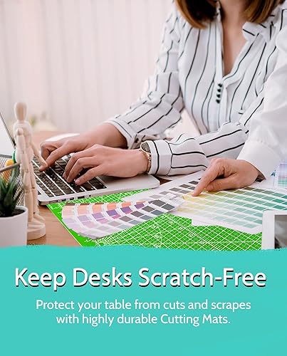 Vista 21 de G+ Alfombrilla de corte reversible autorreparable – A3 de 12 x 18 pulgadas para tela; tabla de cortar de doble cara para coser, manualidades, Rosa