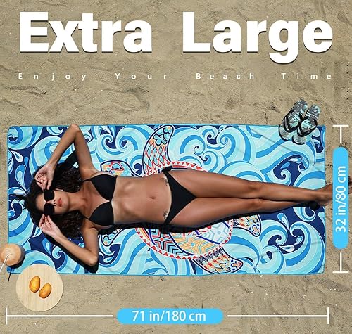 Miniatura 2 de Toalla de Playa de Microfibra Ligera y Delgada Sin Arena de Secado Rápido Absorbente Toallas Compactas para Natación Piscina Camping Accesorios de