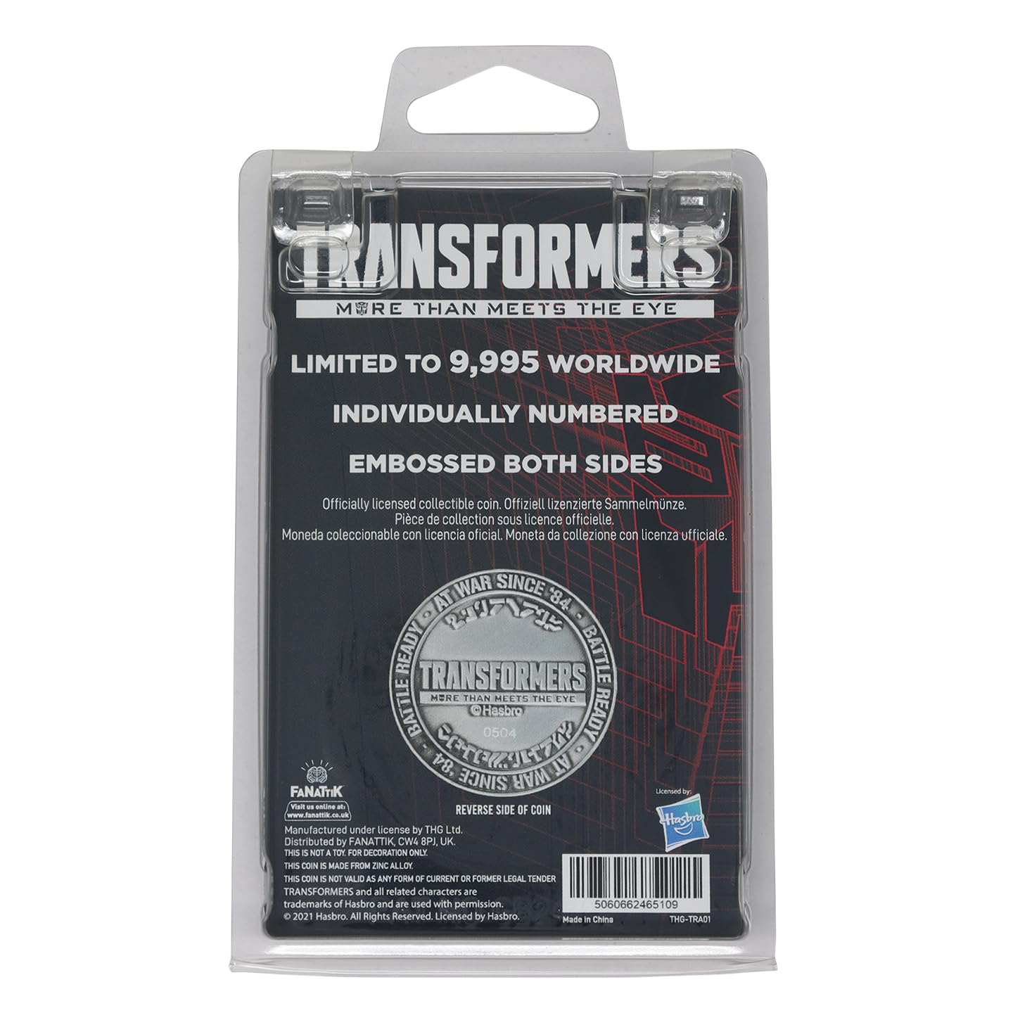 Transformers Sammelmünze Limited Edition – Offiziell Lizenziert, Doppelseitig Geprägt, Einzeln Nummeriert, In Display-Pack
