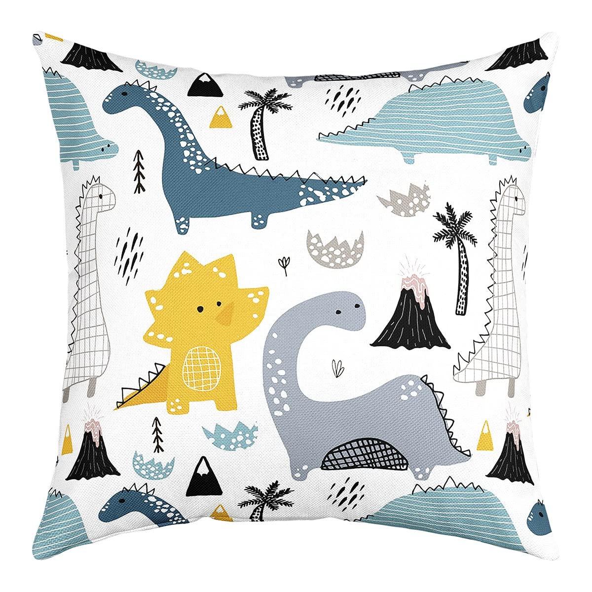 Homewish Dinosauriern Kissenbezug 40 x 40 cm Niedlicher Cartoon Tier Überwurf Kissenbezug für Stuhl Auto Mädchen Kawaii Dino Kissenbezug Schön Dinosaurier Kissenbezug Weiß