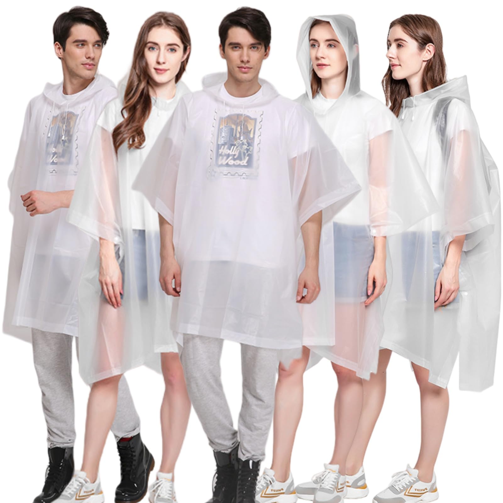 Rain Ponchos for Adults (2 Pack), Reusable EVA Rain Poncho Portable Rain Coats for Men and Women Waterproof with Hood