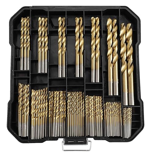Miniatura 9 de Juego de 99 brocas de titanio, punta de 118 grados, kit de brocas de alta velocidad con estuche de almacenamiento, tamaños de 0.06 a 0.39 pulgadas
