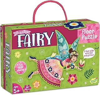 Peaceable Kingdom Shimmer & Glitter Fairy Floor Puzzle â€“ 50pc Giant Floor Puzzle for Kids Ages 5 & up â€“ Fun-Shaped Puzzle Pieces â€“ Great for classrooms