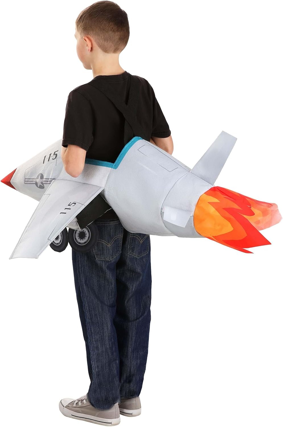 Kid's Ride-In Fighter Jet Costume | Pilot Airplane Tunic with Adjustable Straps