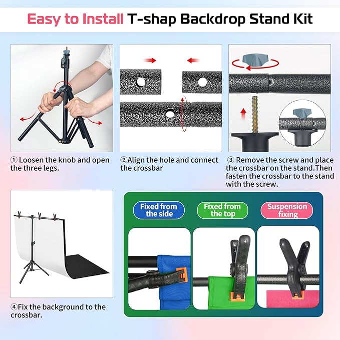 Kit de Soporte para Fondos Fotográficos JEBUTU 68x130cm miniatura 7
