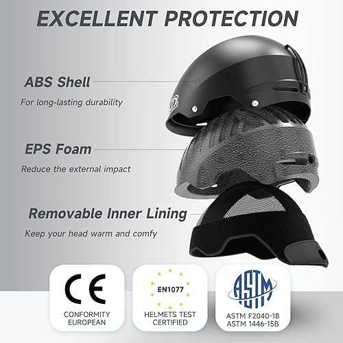 Miniatura 2 de Findway Juego de casco de esquí, casco de snowboard con gafas para adultos a prueba de golpes carcasa de ABS duradera de seguridad y carcasa