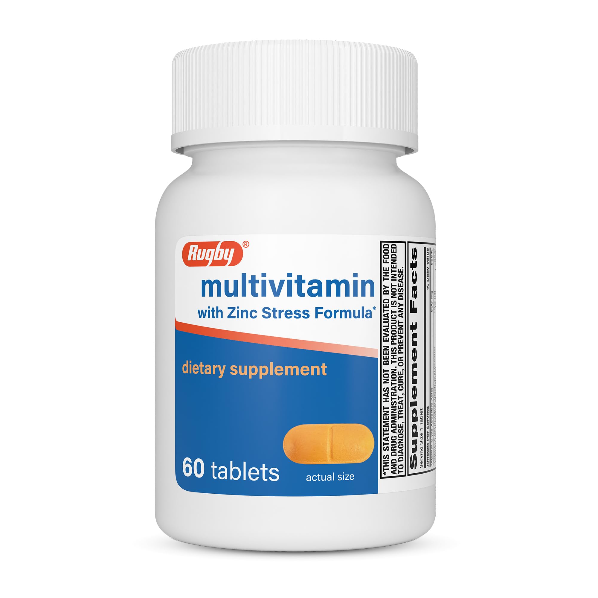 Rugby Multivitamin with Zinc Stress Formula - 60 Count (1-Pack)