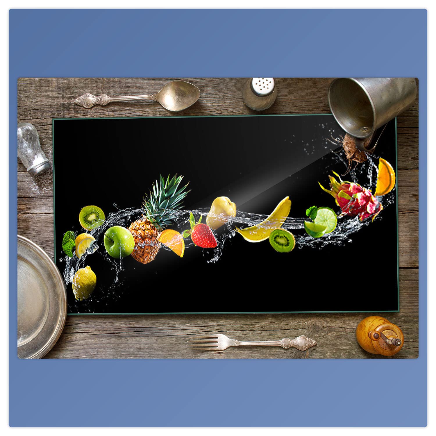 DarHaus Kookplaat afdekplaat 70 x 52 cm keramische afdekking universele afdekking kookplaten glas inductie kookplaat bescherming decoratieve snijplank spatbescherming, transparant