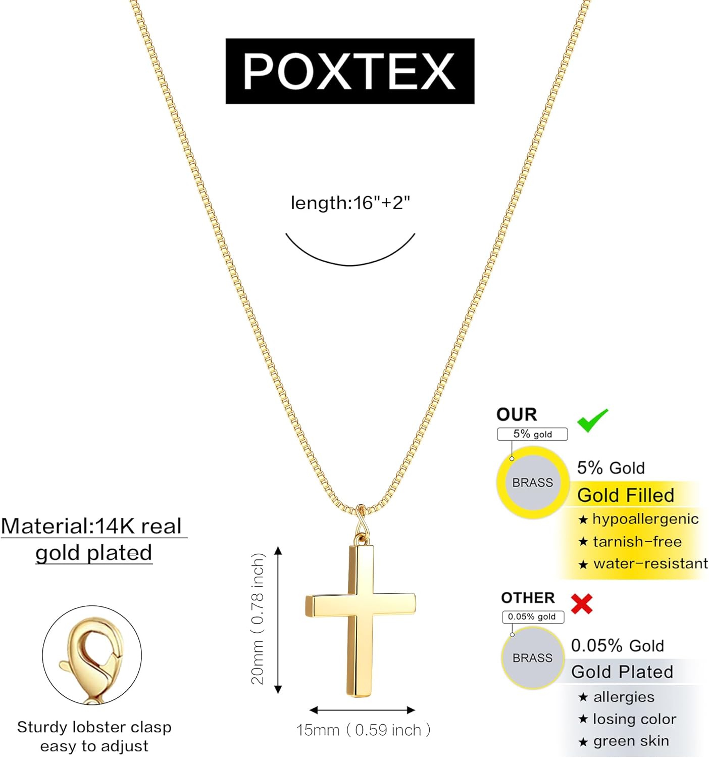 Easter Basket Stuffer Cross Necklace for Women Girls, Dainty 14K Gold Silver Plated Cross Choker Jewelry Non Tarnish Waterproof Cute Simple Small Necklace Christian Baptism Religious Faith Jewelry Gifts - Image 3