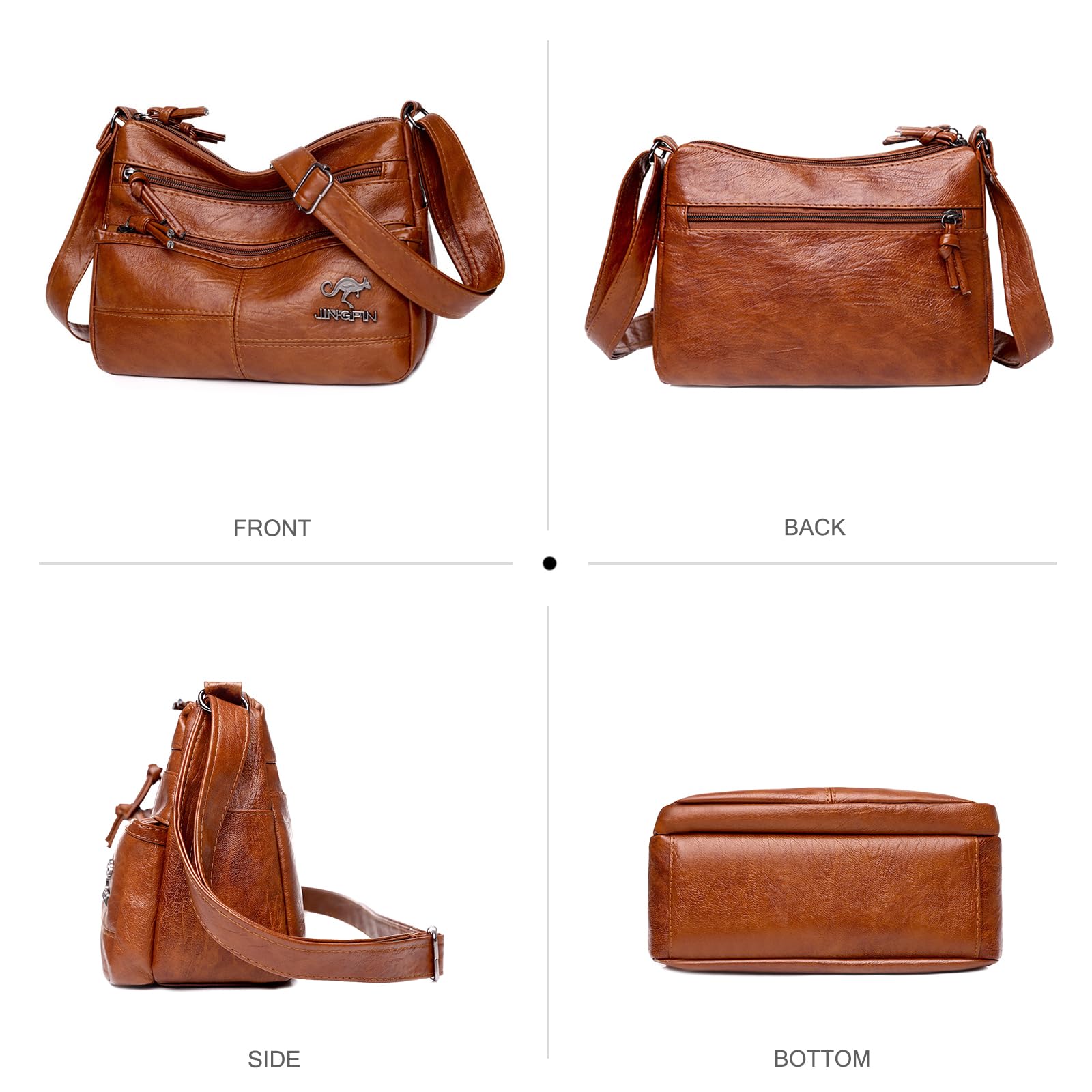 NICOLE & DORIS Borsetta Donna Media Borse a Tracolla con Scomparti Capienti Multiple Borsa a Spalla in Pelle PU Leggera con Tracolla Regolabile per Scuola, Viaggi, Lavoro, uso Quotidiano