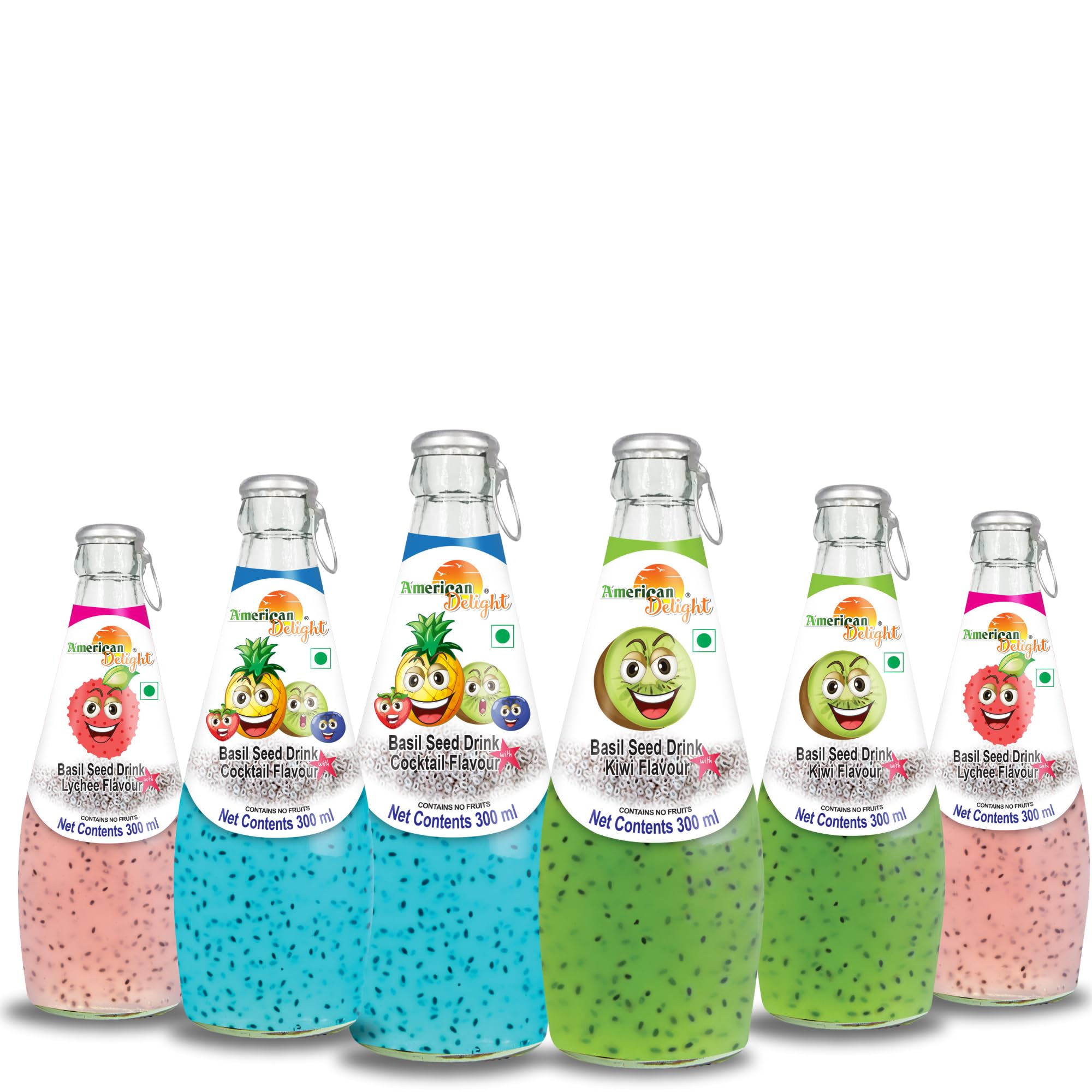 American Delight Flavor Drink with Basil Seed | Kiwi, Cocktail, Strawberry Flavor Fruit drink with Basil Seeds aka Sabja Seeds | Pack of 6 x 300ml Each | Ready to Serve Drink (B0CMM25XN5) Amazon Price History, Amazon Price Tracker