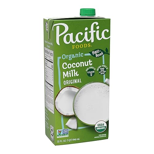 Pacific Foods Leche de coco orgánica original, leche a base de plantas, cartón de 32 onzas