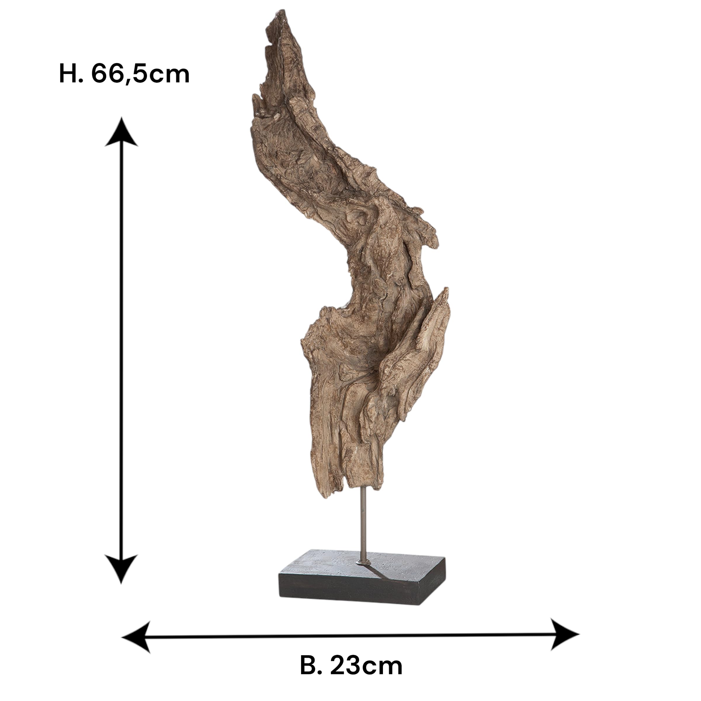 Gilde Scultura radice d'albero marrone naturale su base nera H 69 cm