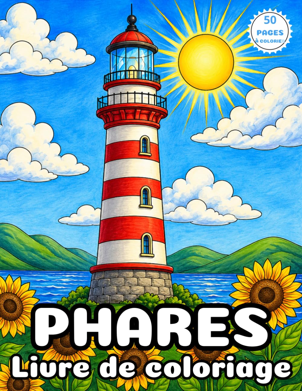 Livre de Coloriage Phares pour Adultes: 50 Magnifiques Paysages Marins à Colorier | Océan, Côtes Sauvages et Scènes Maritimes Relaxantes