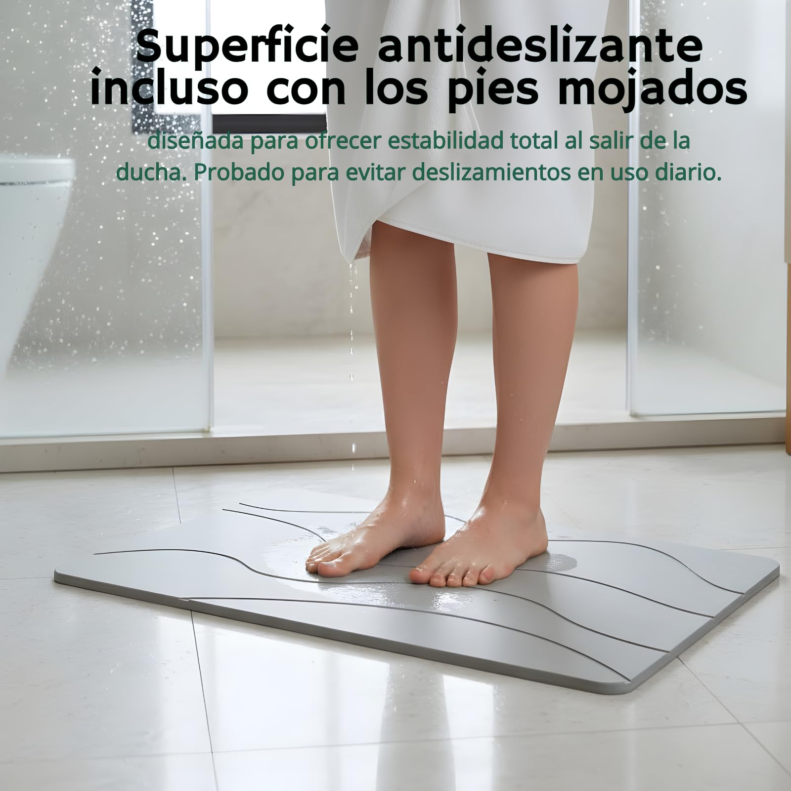 Alfombra diatomita baño de secado rápido, alfombra de piedra diatomita para baño con superficie antideslizante, diseño ultrafino y antibacteriano, alfombrilla baño resistente a la humedad y al moho