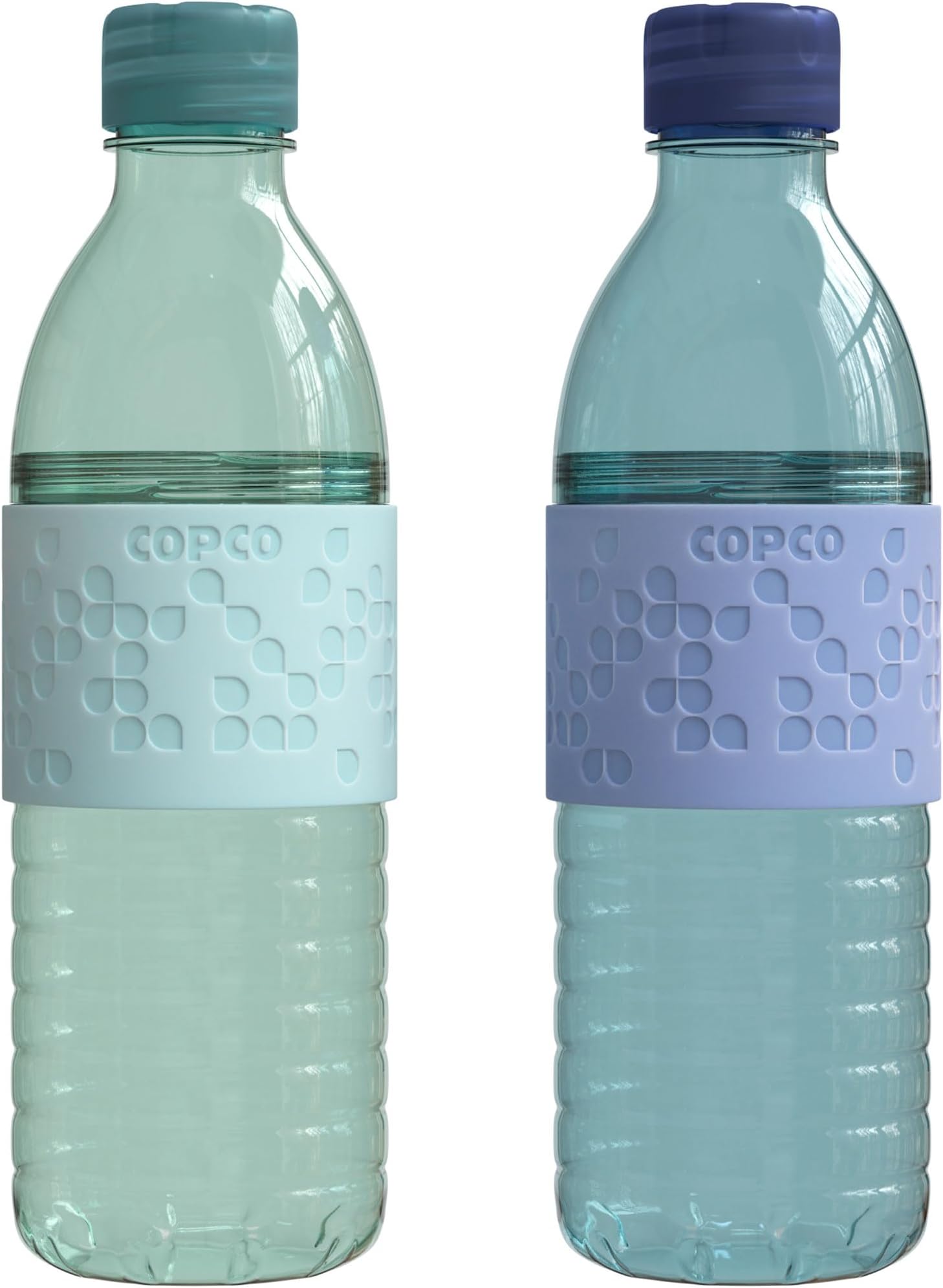 Hydra 16.9 oz Water Bottle, Set of 2 – Leak Proof, BPA Free Tritan, Dishwasher Safe, Twist-Open Body, Non-Slip Silicone Grip, Great for Travel, Gym & Everyday Use (Light Blue & Purple)