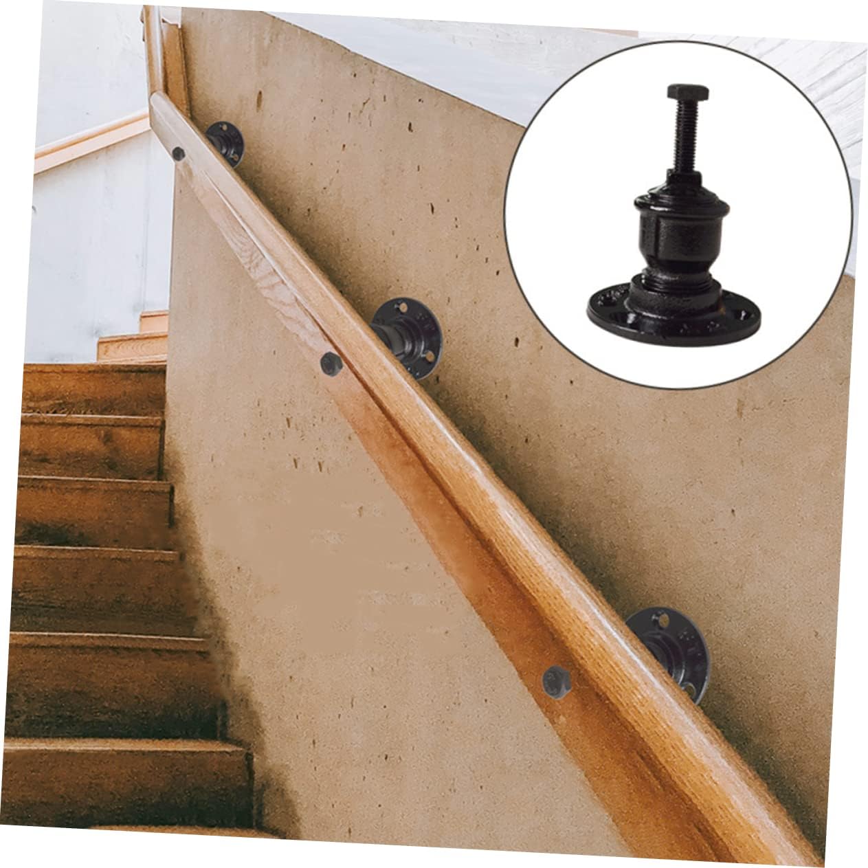 Mikikit 5pcs Multi-Purpose Handrail Support Bracket Heavy-Duty Wall-Mounted Fixator for Staircase Railing Easy Installation Design for Home Office Use