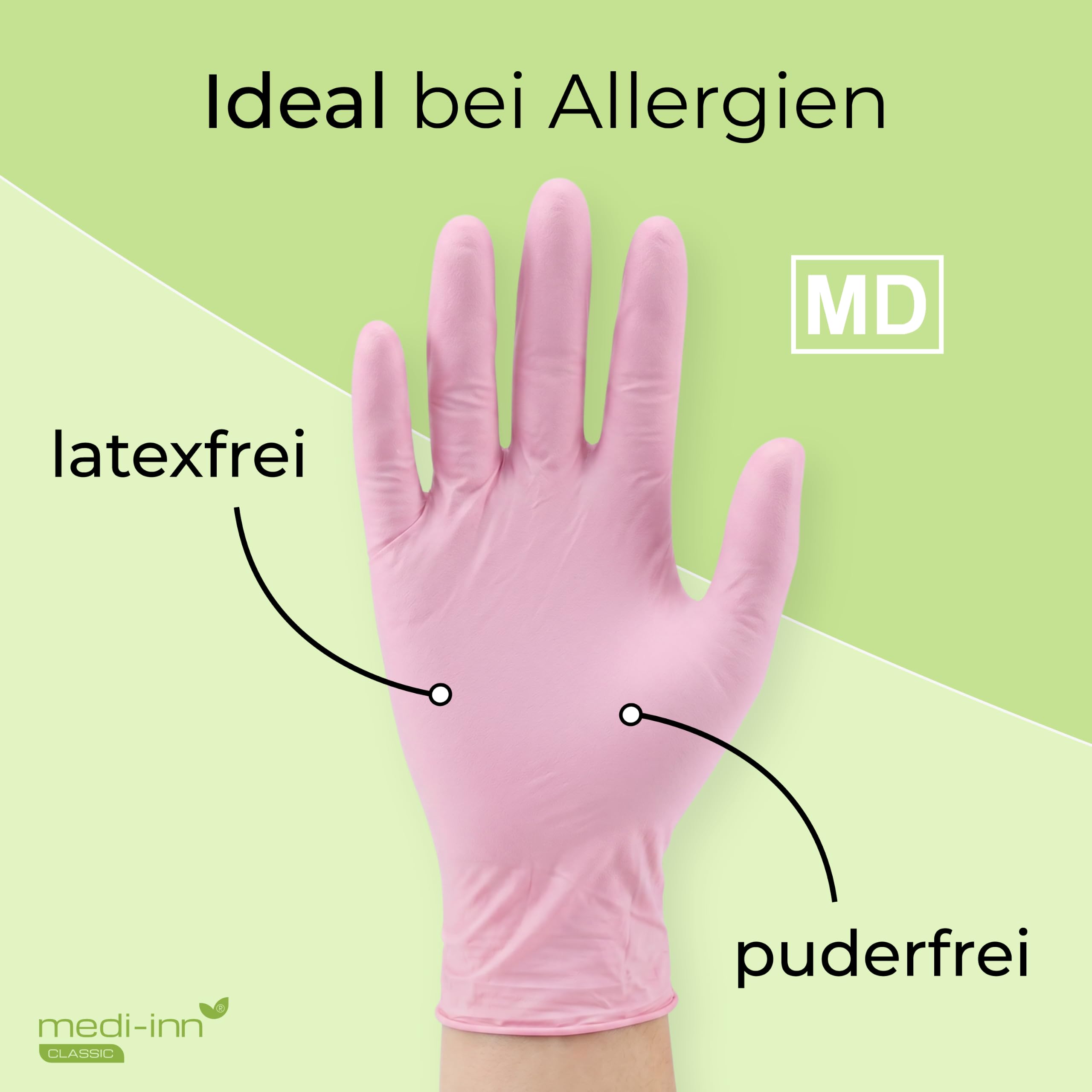 Medi-Inn Nitril Pink Plus Einmalhandschuhe, puderfrei, Gr. XL, 10 x 100 = 1000 Stück