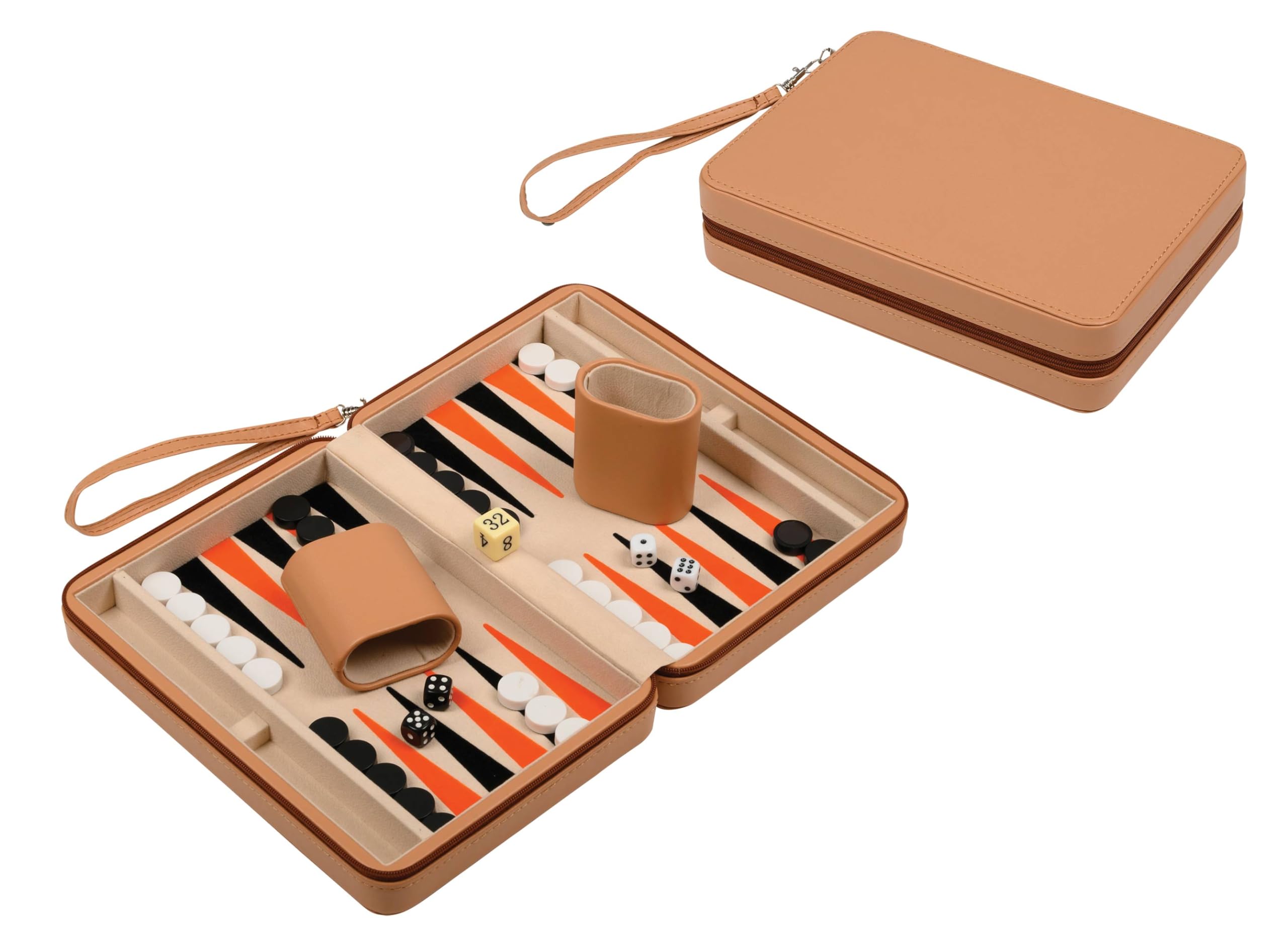 Philos Magnetic Travel Backgammon Set - Beige or Green (Beige)