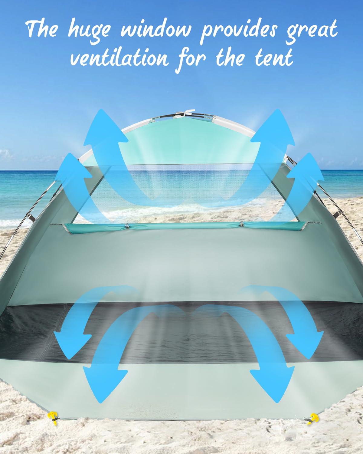 Tenda Da Spiaggia, 2-3 Persone Tenda Parasole Spiaggia, UPF 50+ Uv Protection, Installazione Semplice, Leggera E Facile Da Trasportare, Per Campeggio, Spiaggia, Attività All'aperto