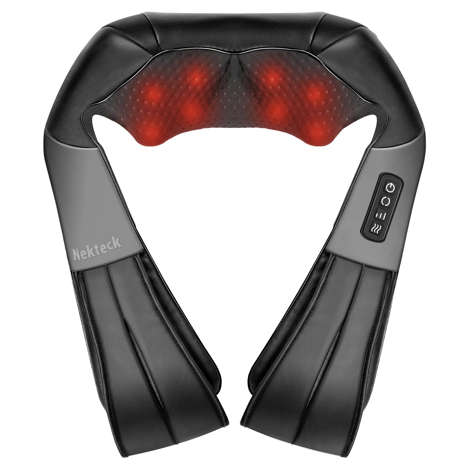 Nekteck Shiatsu Neck and Back Massager with Soothing Heat, Electric Deep Tissue 3D Kneading Massage Pillow for Shoulder, Leg, Body Muscle Pain Relief, Home, Office, and Car Use