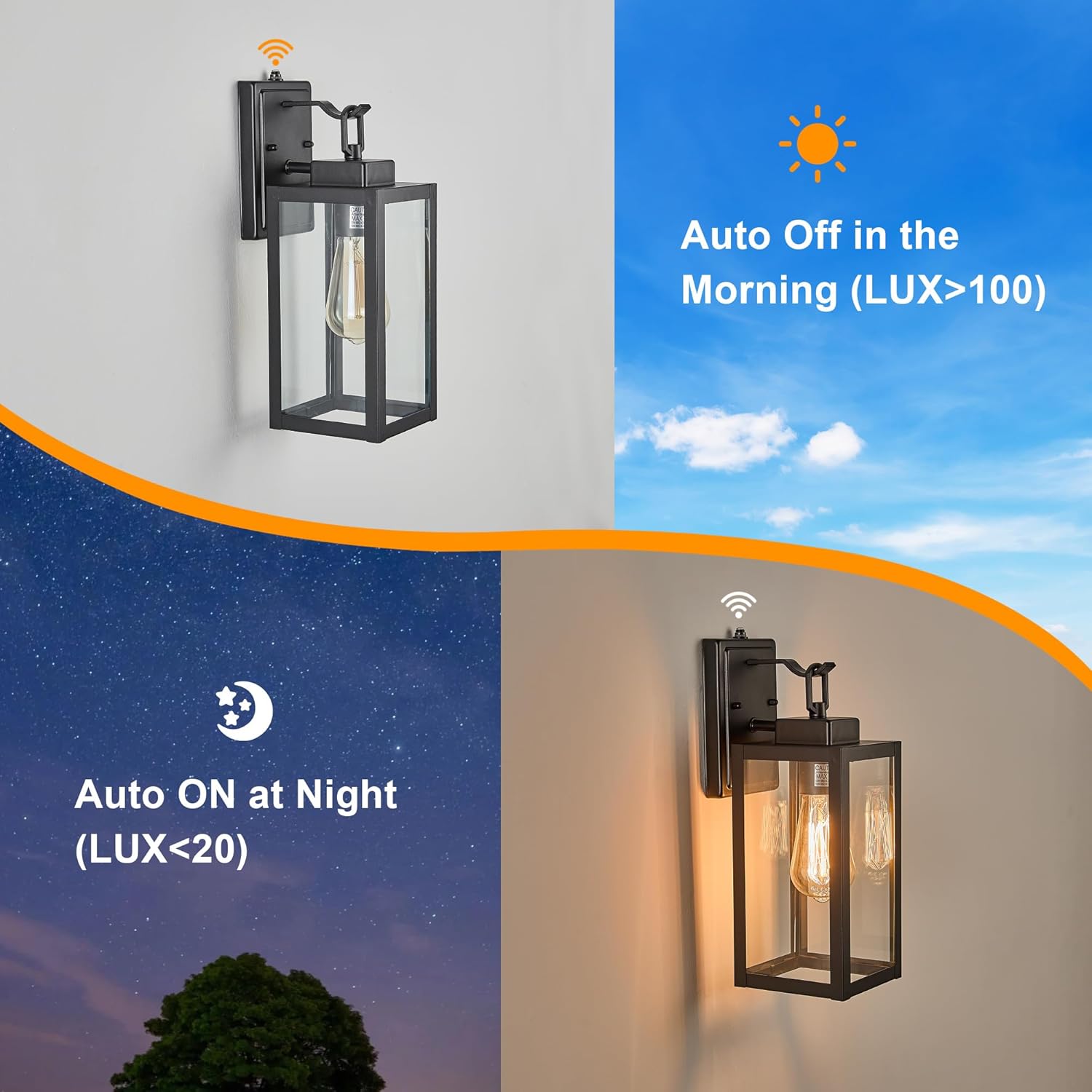 Outside Dusk to Dawn LED Porch Light 2 Packs, Outdoor Wall Mount Light Fixture for Patio, Backyard, Garage, and House Exterior Outdoor Wall Lantern,1xE26 Bulb Not Included