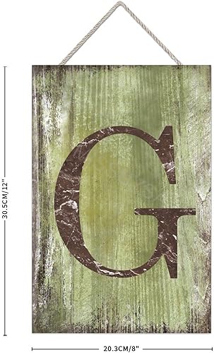 Vista 509 de Letrero colgante de madera con letra J, letrero de madera para decoración del hogar, 26 letras del alfabeto de metal, placa de madera, decoración