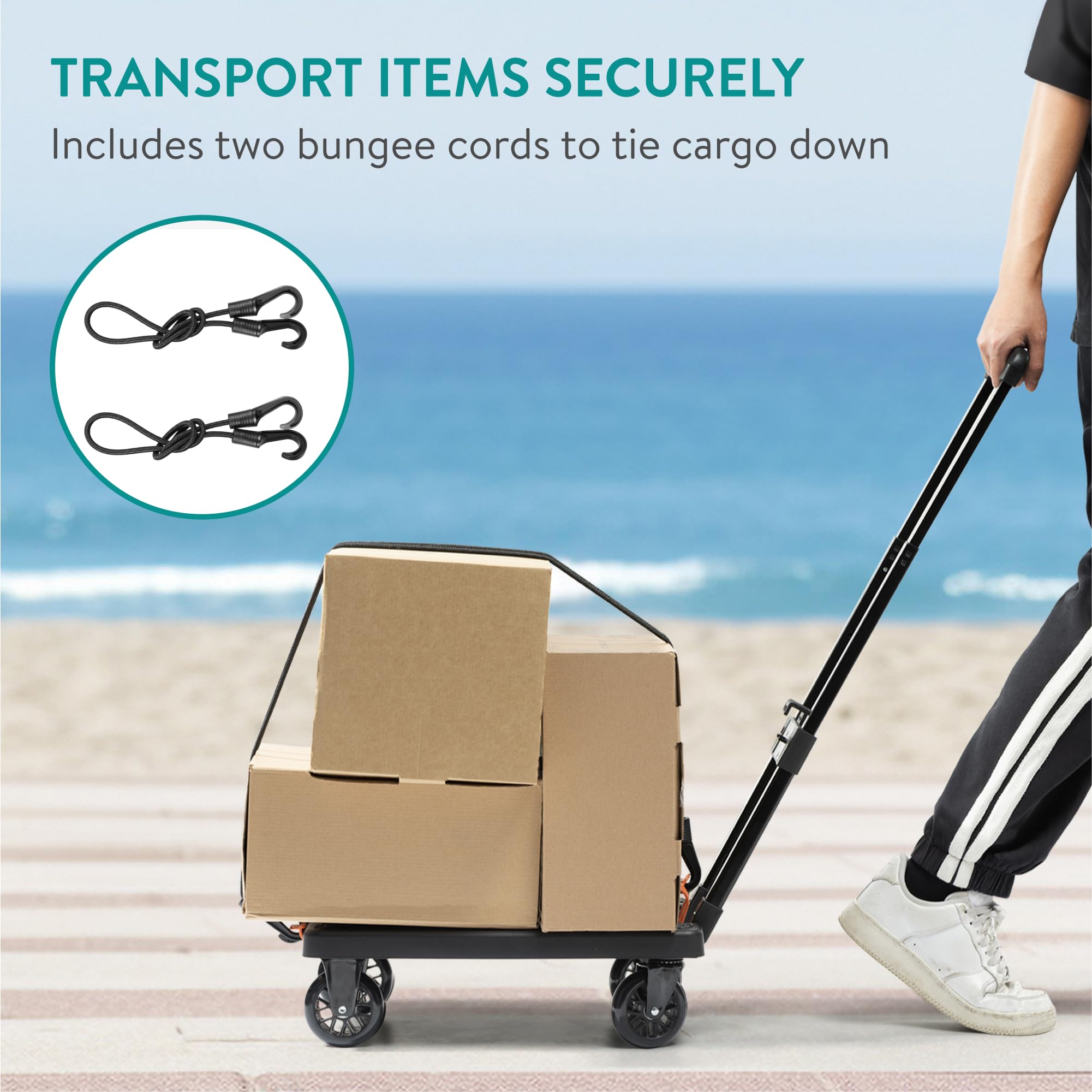 Diable Pliable Navaris 50kg - Chariot De Transport Avec Caisse, Roues Caoutchouc Et Housse