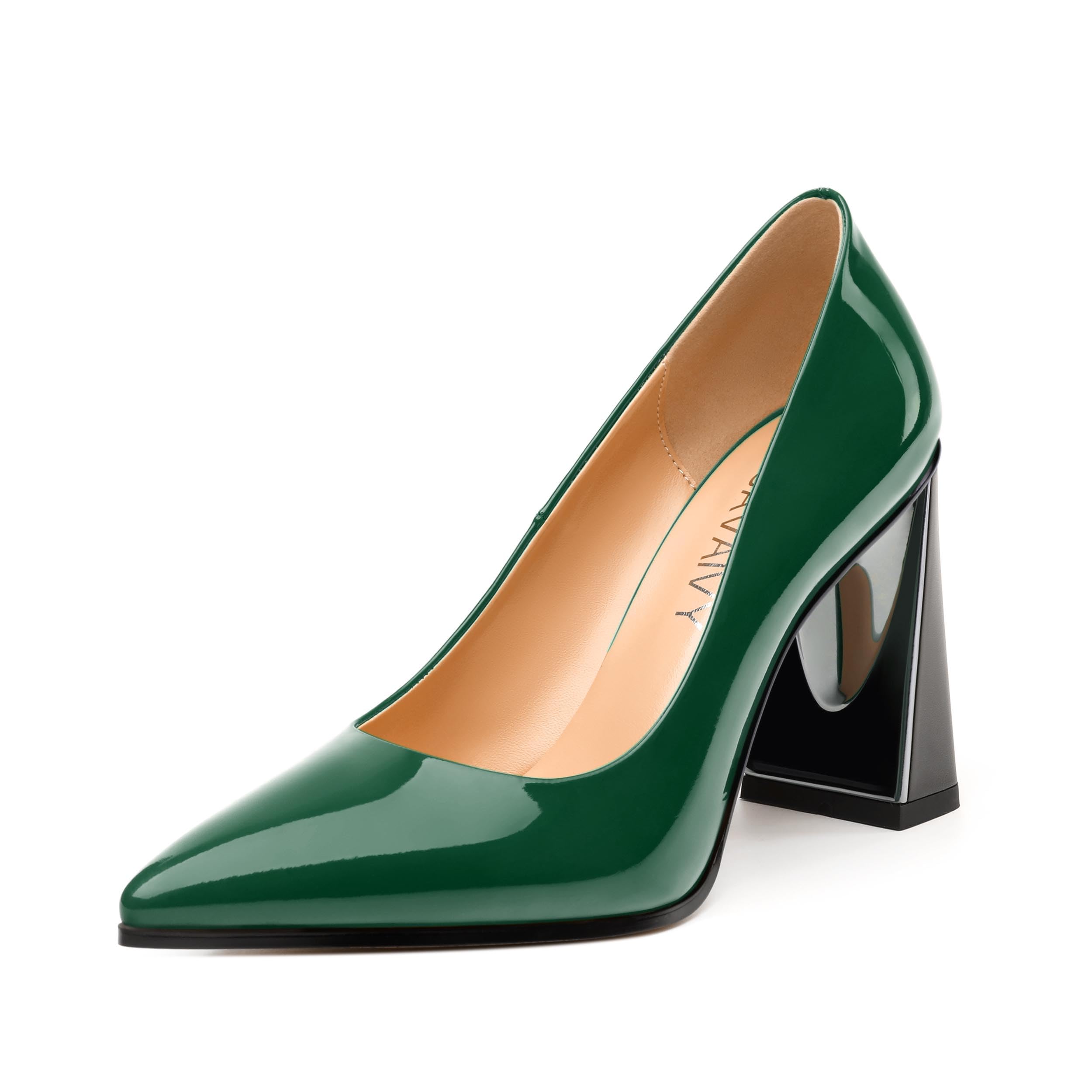 GUAVAIVY Women's Pumps, Pointed Toe Slip On High Heels, Fashion Chunky Heel Working Daily Office Wedding Party Shoes for Women