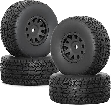RC Car Tires Wheel, Rubber Tires and Plastic Wheel for 1/18 ARRMA Typhon GROM 1/14 Black