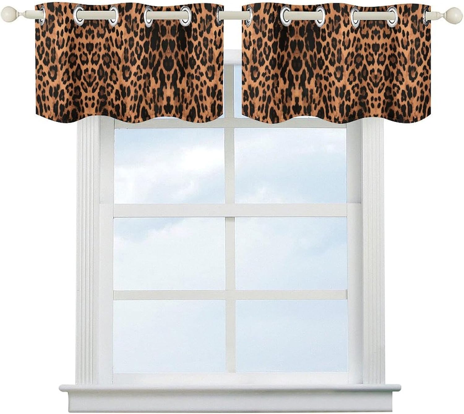 Small Window Curtains, Leopard Pattern Printed Mini Window Curtains Valance, Pocket Window Curtains are Suitable for Homes, Offices, Farmhouses, and Restaurants