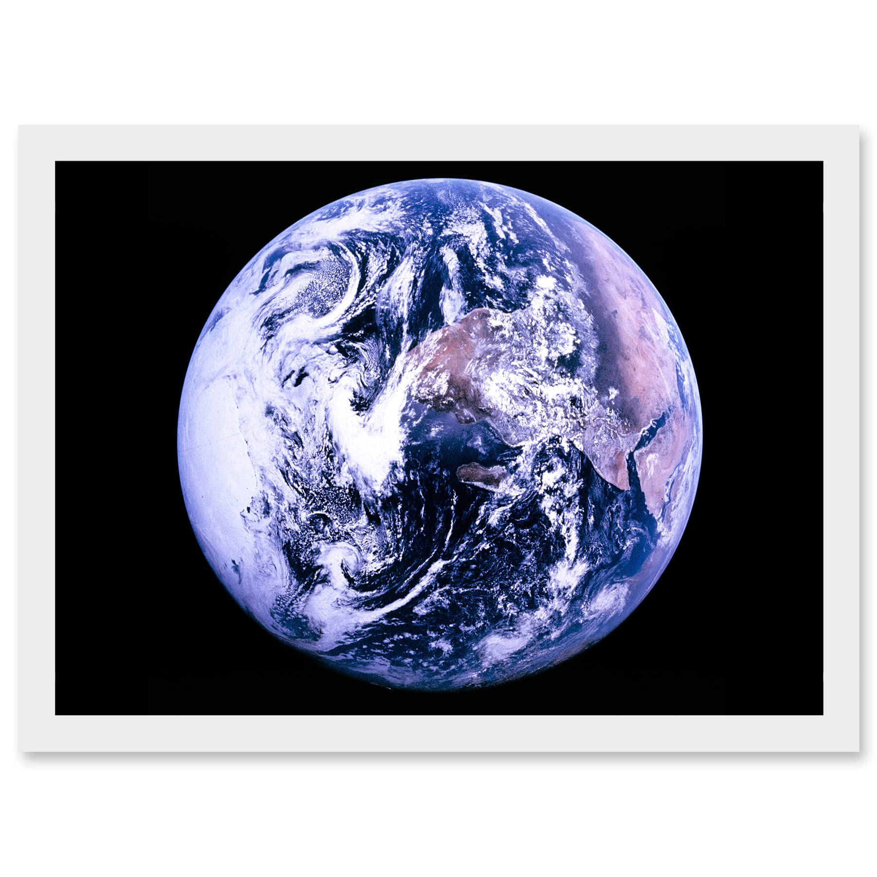 Artery8 Space Nasa Earth Apollo 17 Blue Marble Photograph Artwork Framed Wall Art Print A4