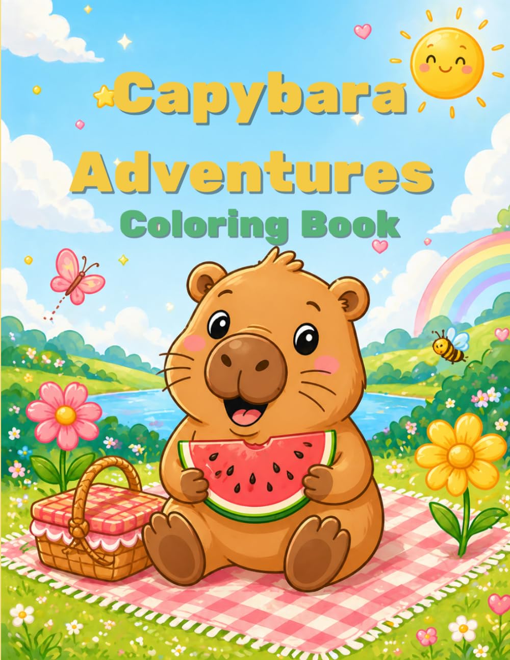 Capybara Adventures Coloring Book: Fun and Easy Coloring Pages for Kids Ages 5-8