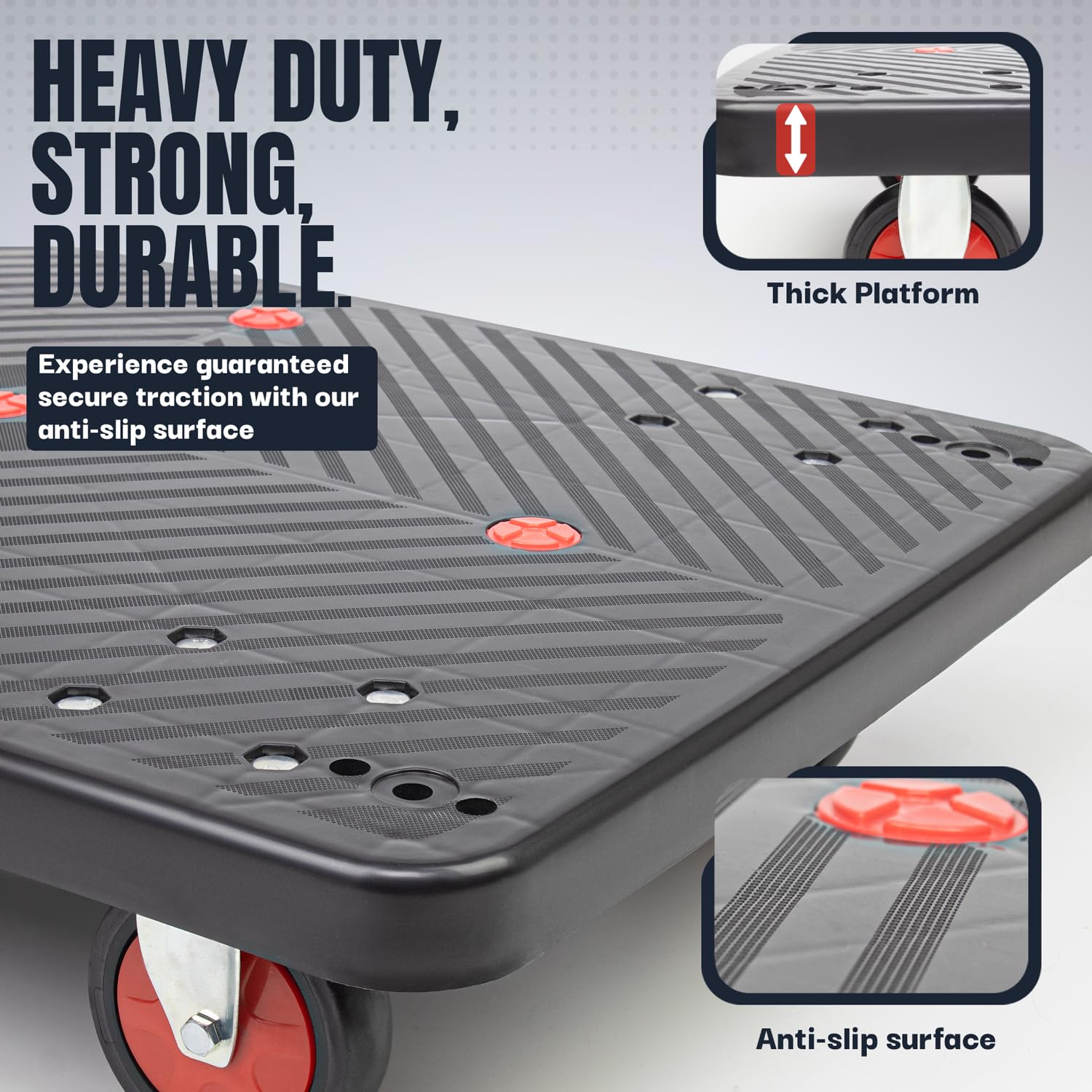 Carrello resistente con piattaforma di 400 kg con 2 corde elastiche con ganci, carrello multiuso multiuso – pieghevole versatile